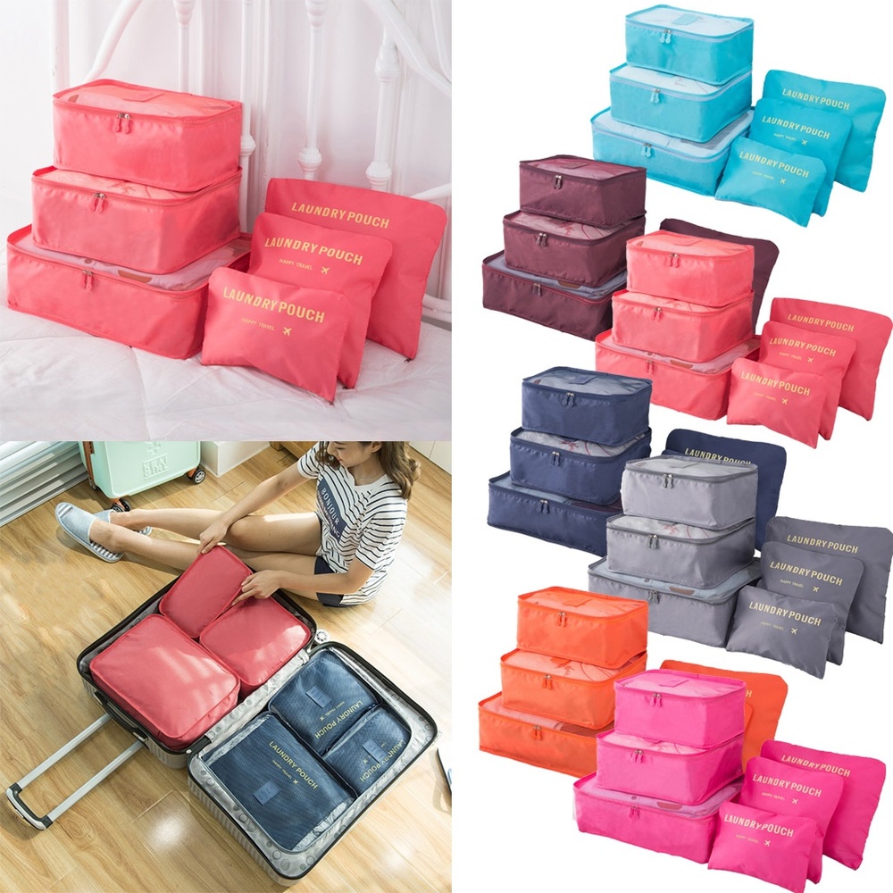 6Pcs Travel Packing Cubes Luggage Organizers Bags